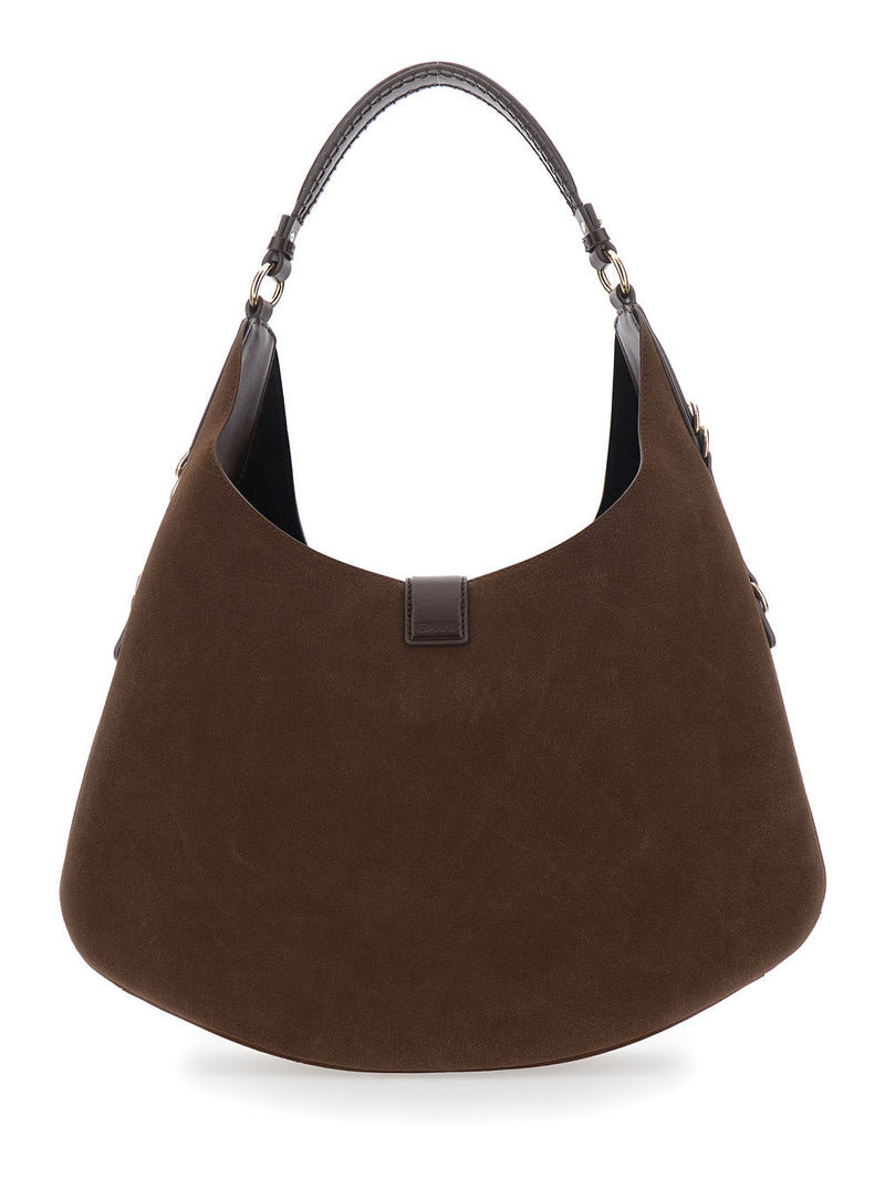 Ganni Kat Shoulder Bag — Brown Leather