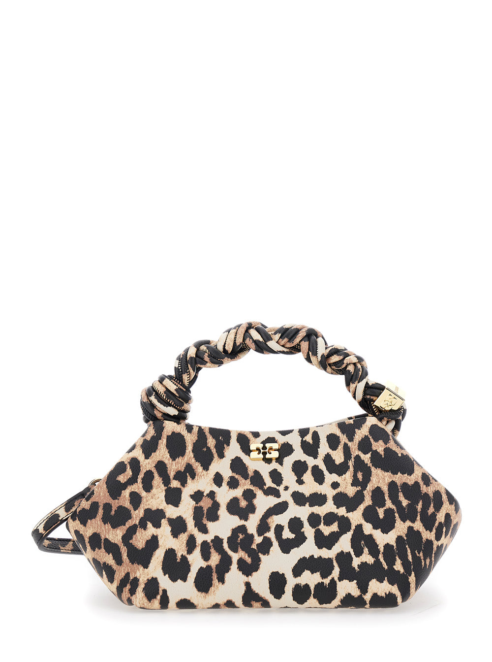 Ganni Bou Top Handle Bag — Brown Polyester