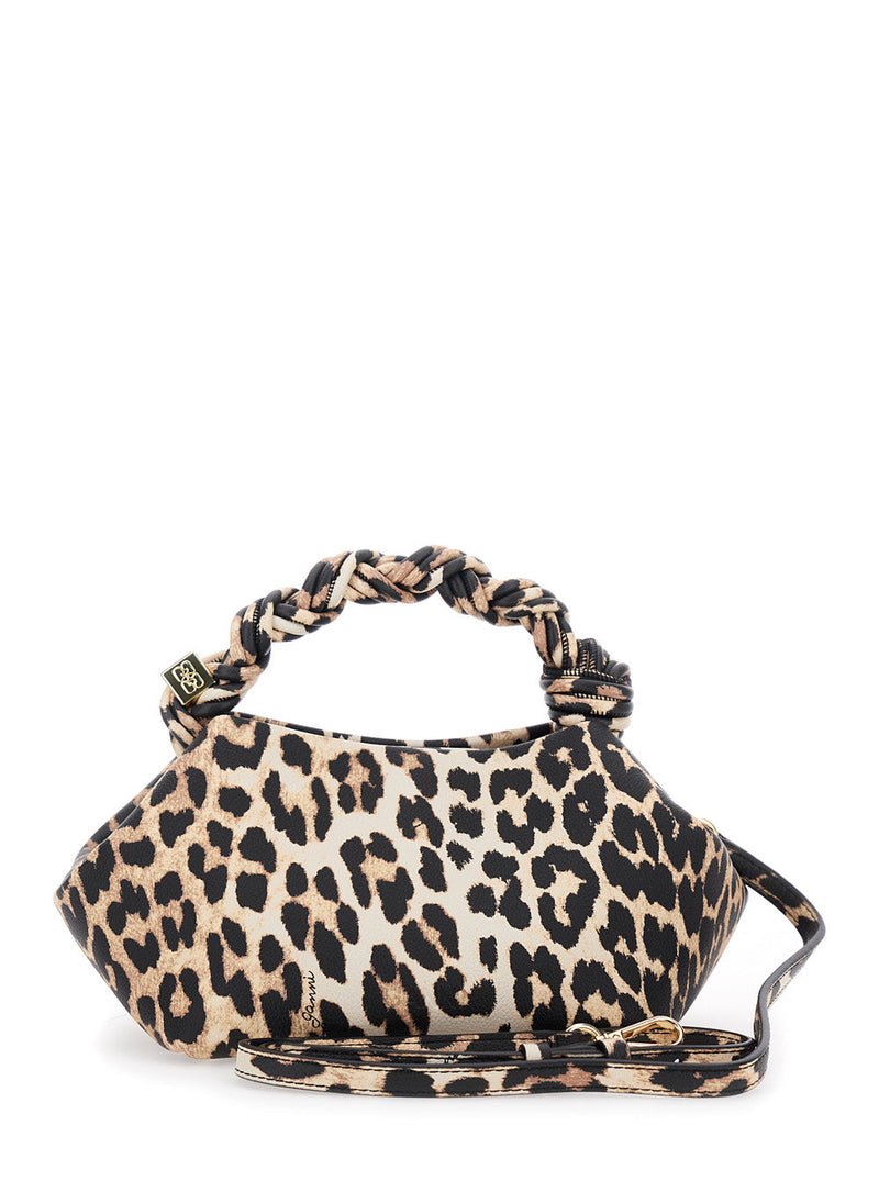 Ganni Bou Top Handle Bag — Brown Polyester