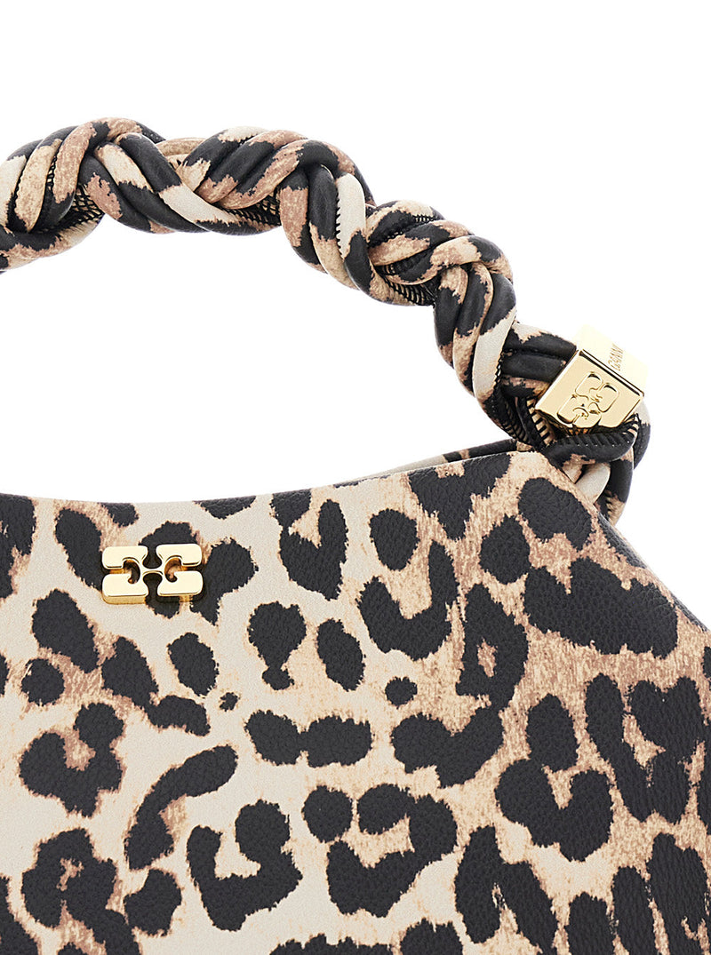 Ganni Bou Top Handle Bag — Brown Polyester