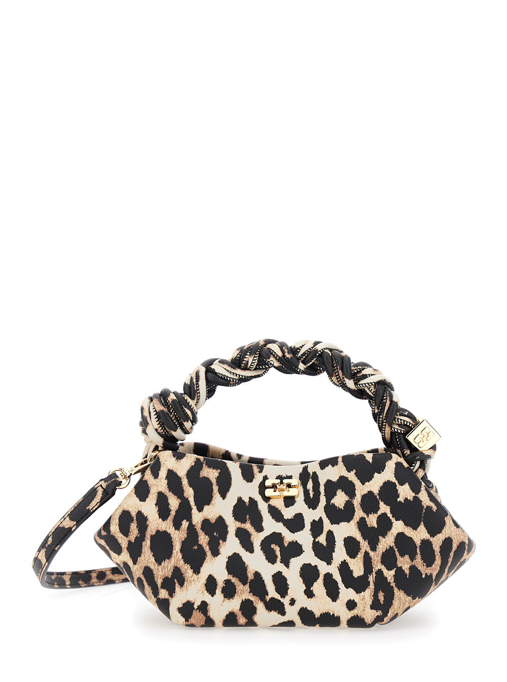 Ganni Bou Mini Shoulder Bag — Brown Polyester
