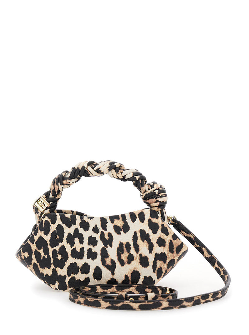 Ganni Bou Mini Shoulder Bag — Brown Polyester