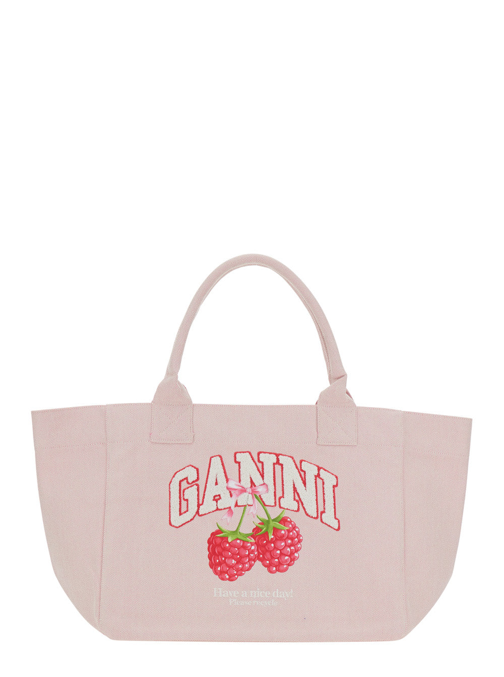 Ganni Trapeze Tote Bag — Pink Cotton
