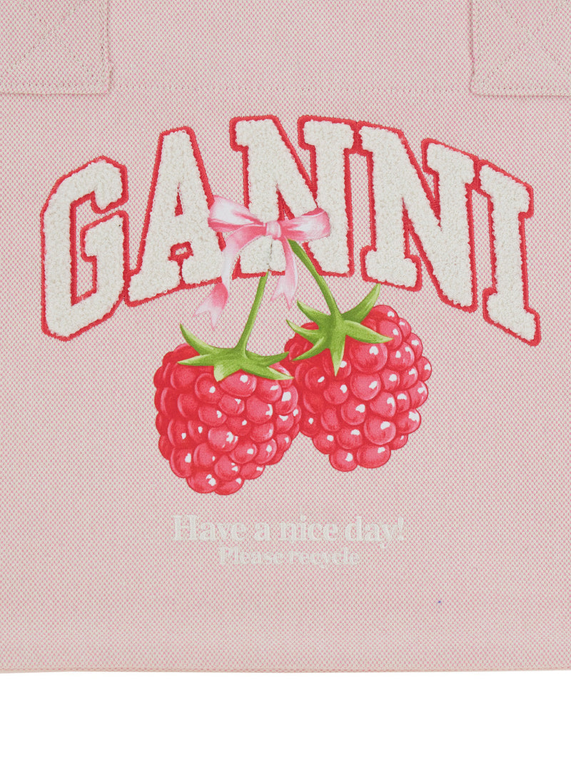 Ganni Trapeze Tote Bag — Pink Cotton