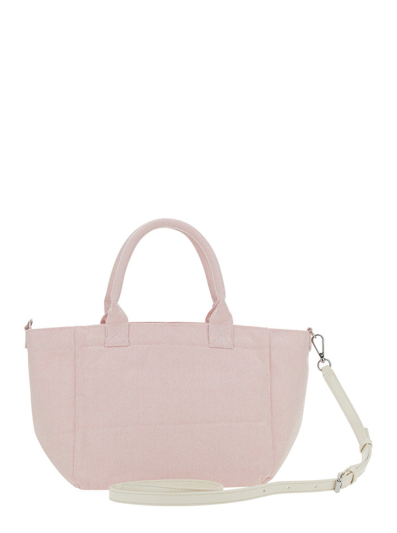 Ganni Embroidered Raspberry-Print Cotton Tote Bag — Pink