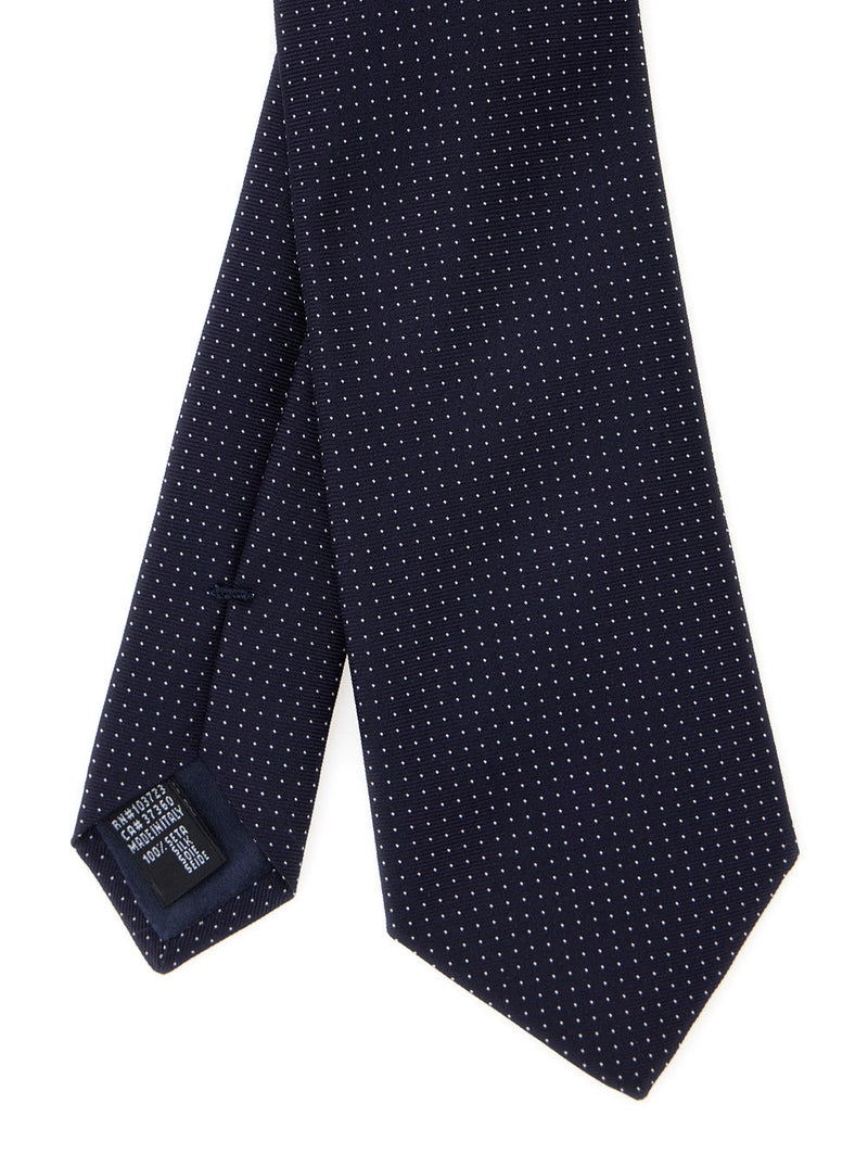 Giorgio Armani Silk Polka Dot Necktie — Navy Neckties