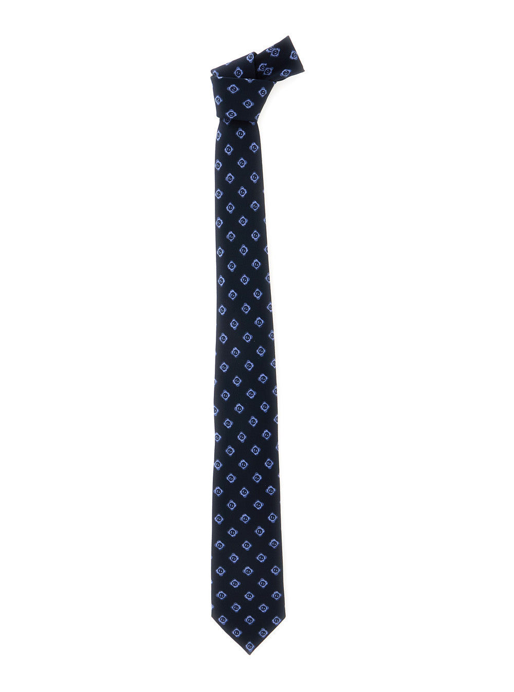 Giorgio Armani Logo-Print Silk Necktie — Blue Neckties