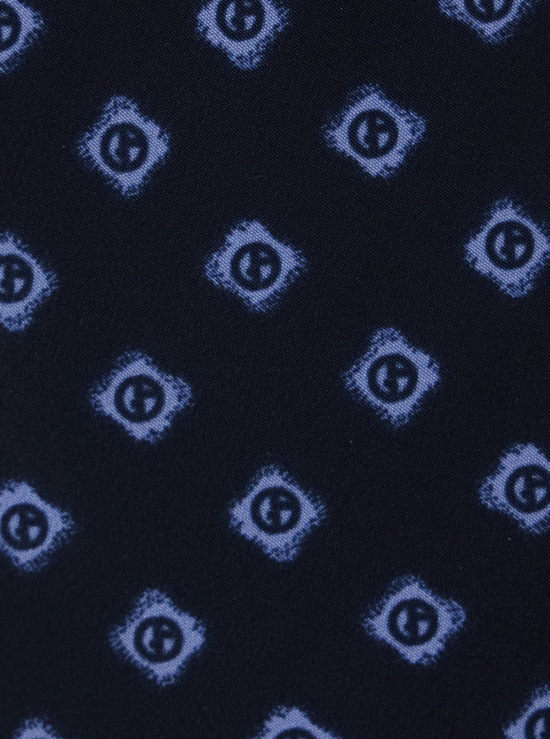 Giorgio Armani Logo-Print Silk Necktie — Blue Neckties