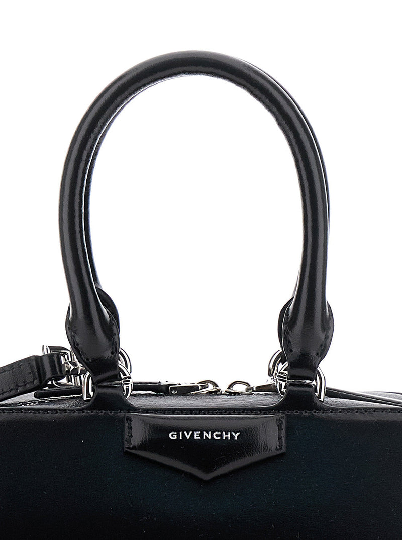 Givenchy Antigona East West Mini Top Handle Bag — Black Calfskin Leather