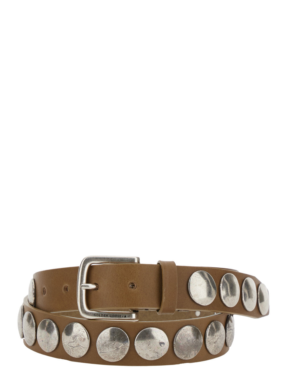 Golden Goose Studded Leather Belt — Brown Cowhide