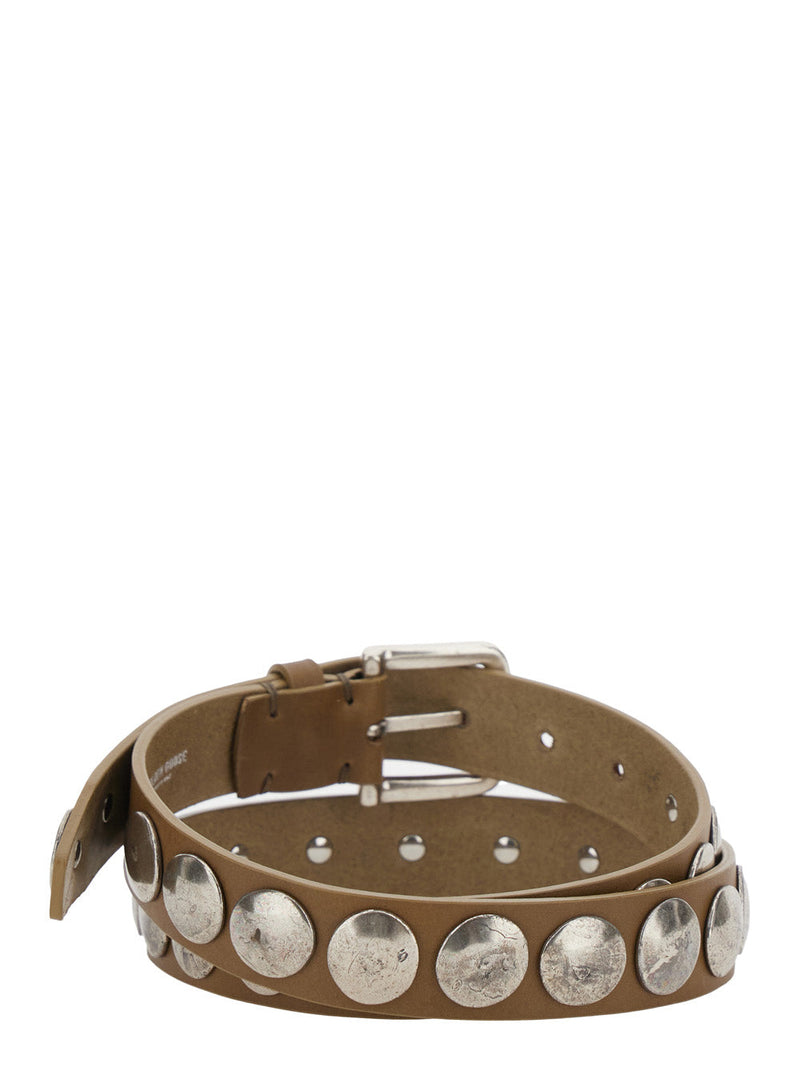 Golden Goose Studded Leather Belt — Brown Cowhide