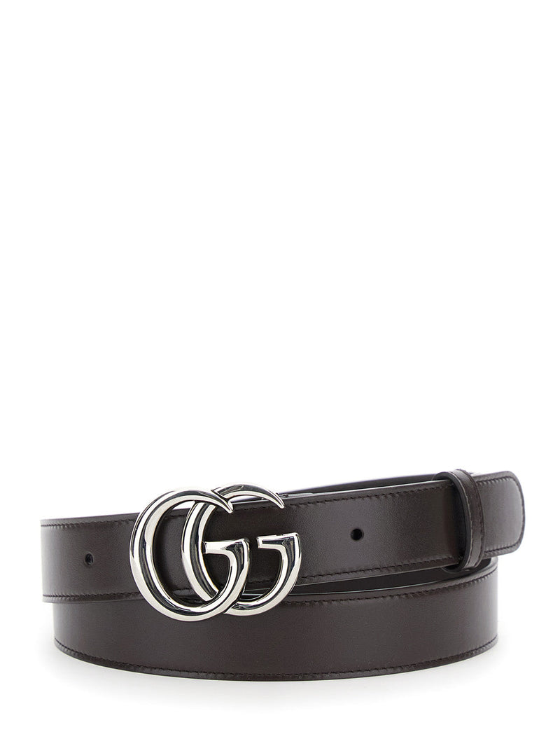 Gucci Gg Buckle Leather Belt — Brown