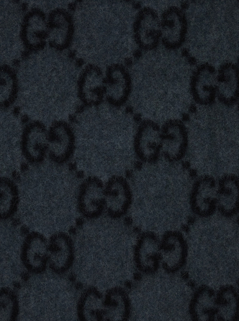 Gucci Gg Jacquard Cashmere Scarf — Gray Scarfs