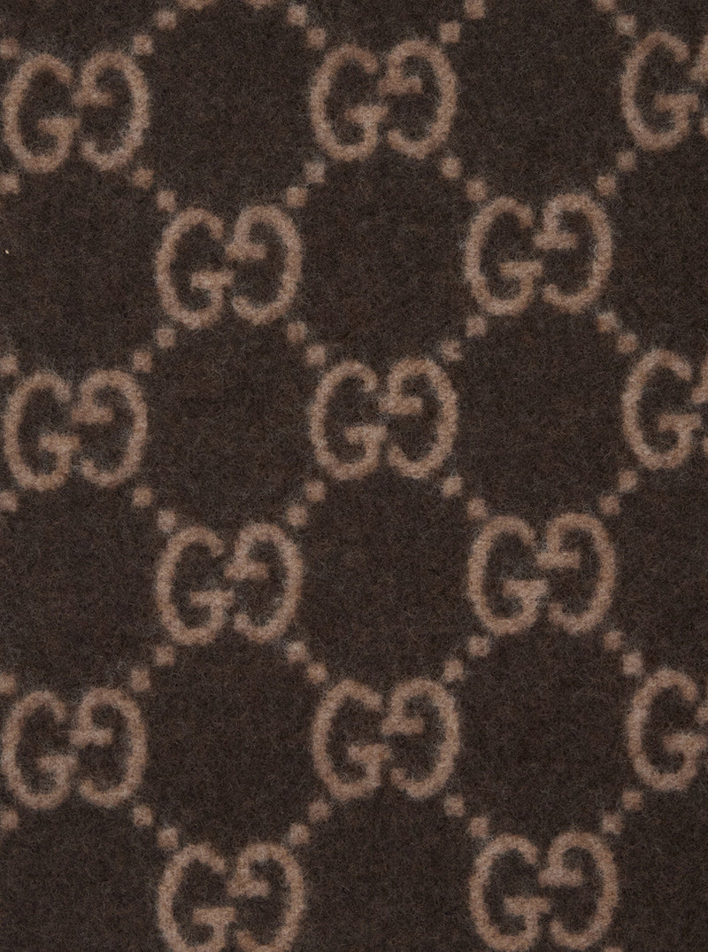 Gucci Gg Monogram Cashmere Scarf — Brown Scarfs