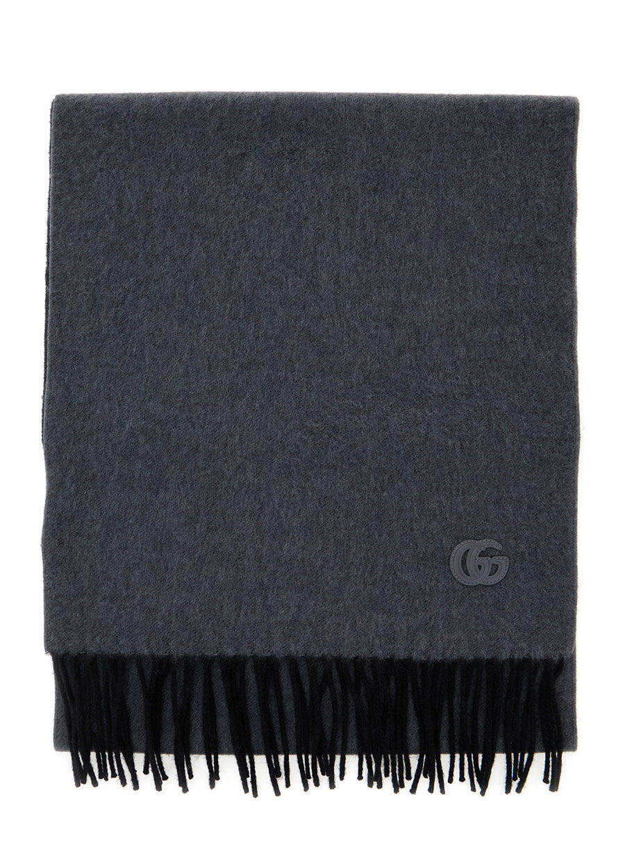 Gucci Gg-Patch Cashmere Scarf — Gray Scarfs