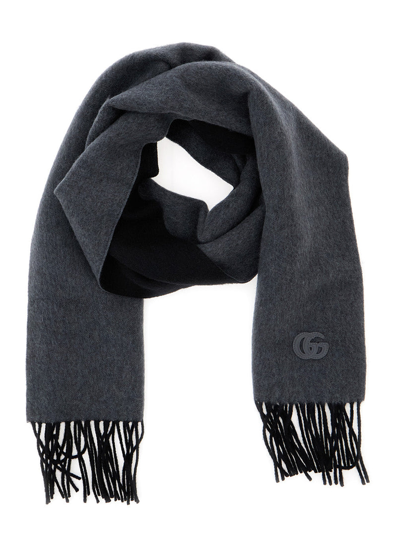 Gucci Gg-Patch Cashmere Scarf — Gray Scarfs