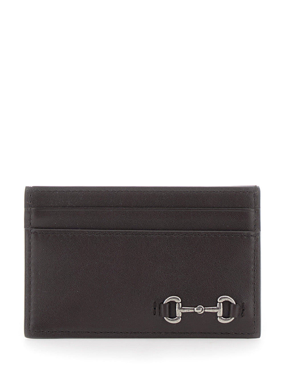 Gucci Horsebit-Detailed Card Case — Brown Calf Leather Cases