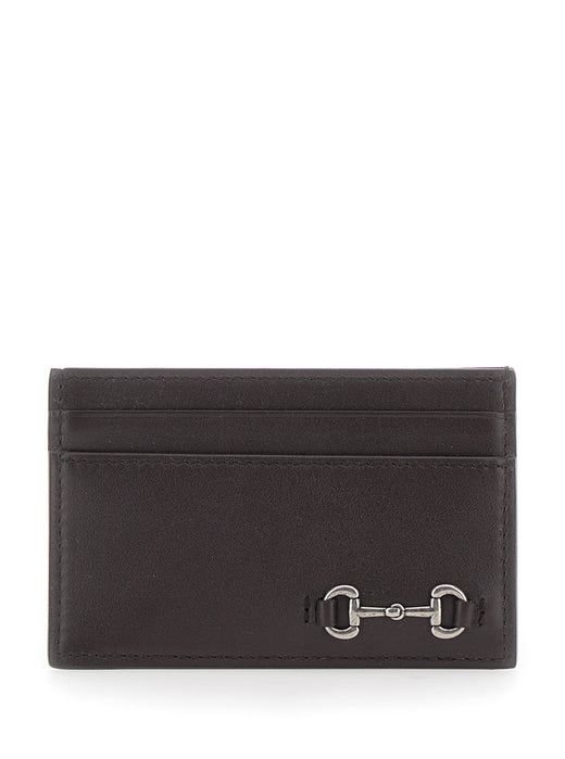 Gucci Horsebit-Detailed Card Case — Brown Calf Leather Cases