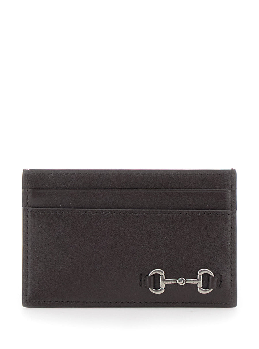 Gucci Horsebit-Detailed Card Case — Brown Calf Leather Cases