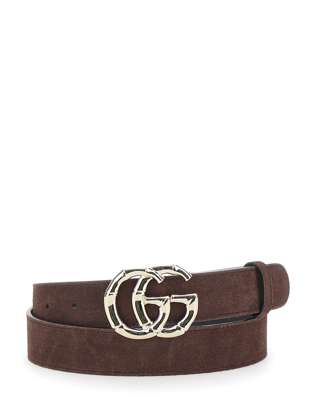 Gucci Gg Logo Buckle Belt — Brown Calf Leather