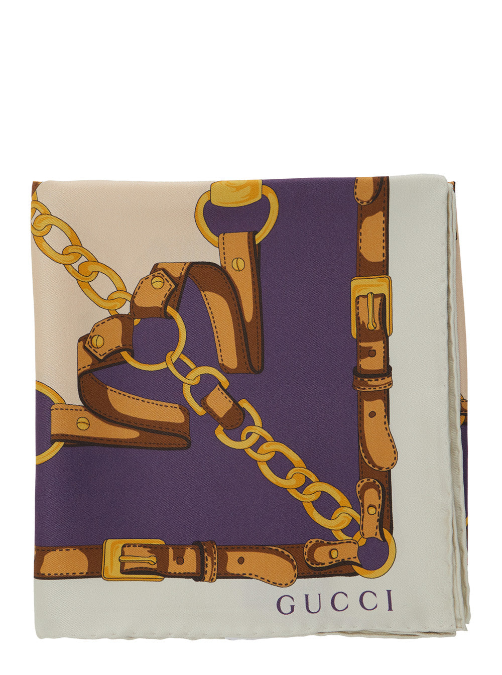 Gucci Chain-Print Silk Scarf — Multicolor Scarfs