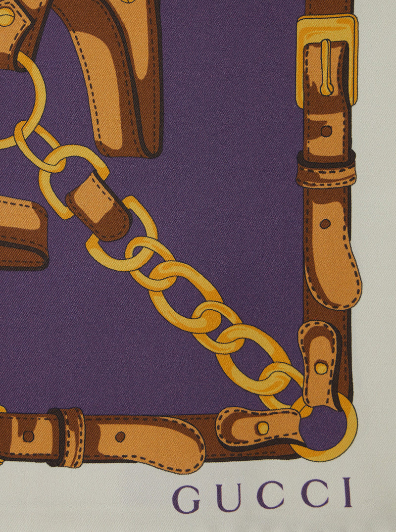 Gucci Chain-Print Silk Scarf — Multicolor Scarfs