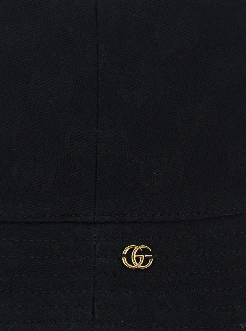 Gucci 858612 Logo-Embellished Cotton Bucket Hat — Black