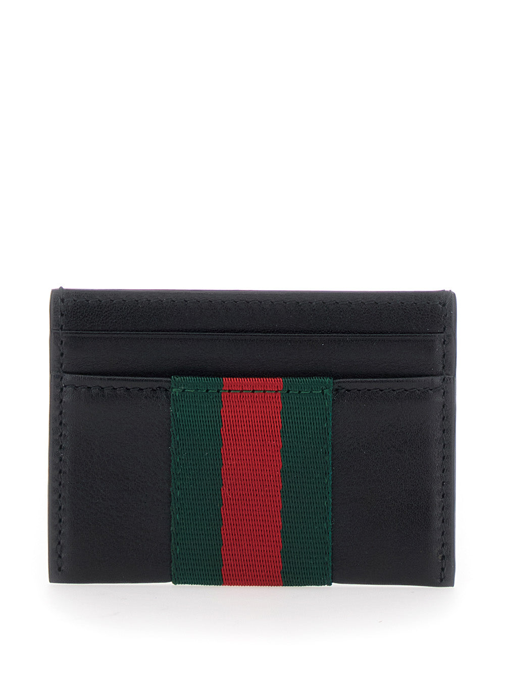Gucci Leather Web-Stripe Card Case — Black Cases