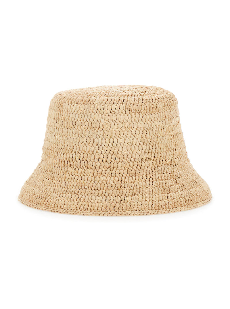 Helen Kaminski Hat52267 Raffia Crochet Bucket Hat — Beige