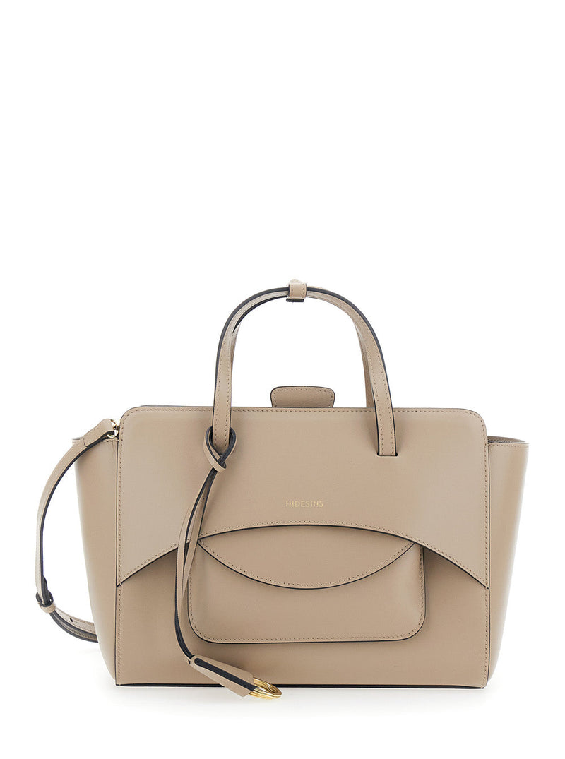Hidesins Calf Leather Top Handle Bag — Beige