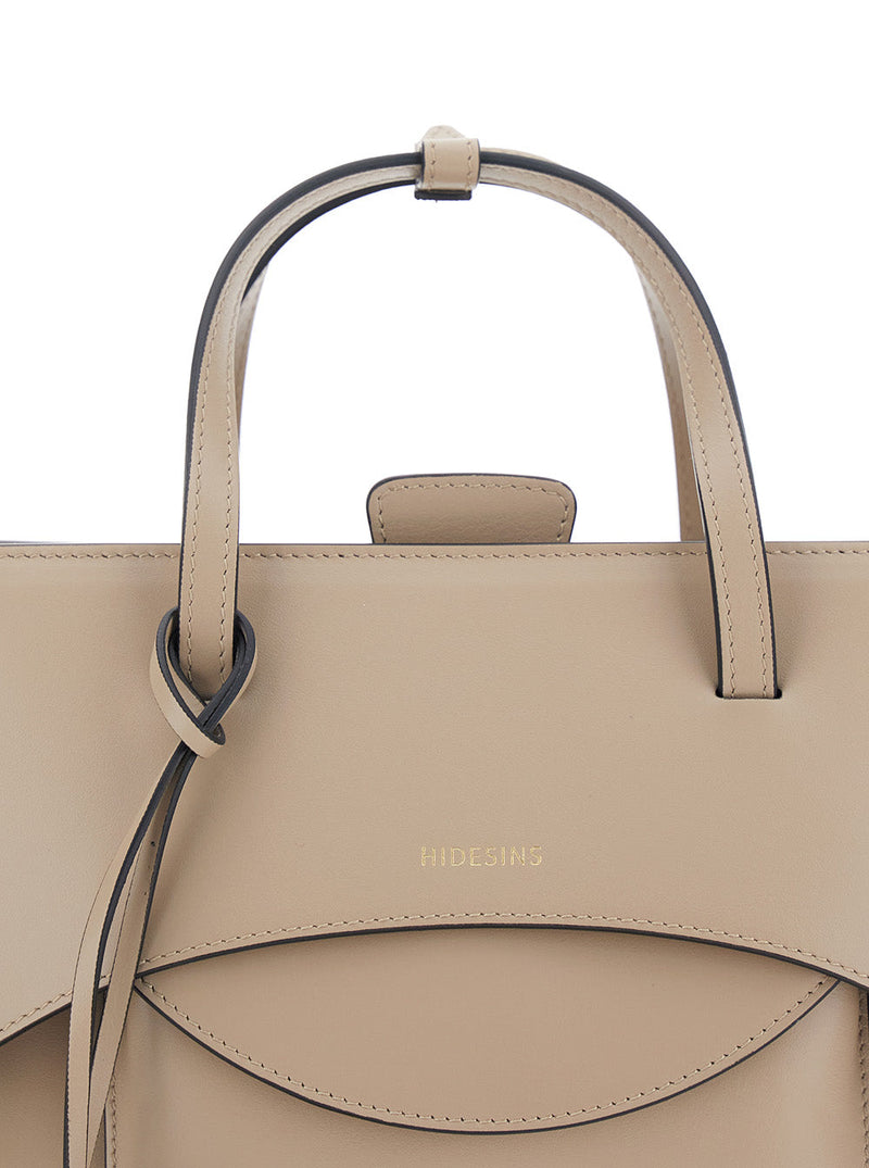 Hidesins Calf Leather Top Handle Bag — Beige