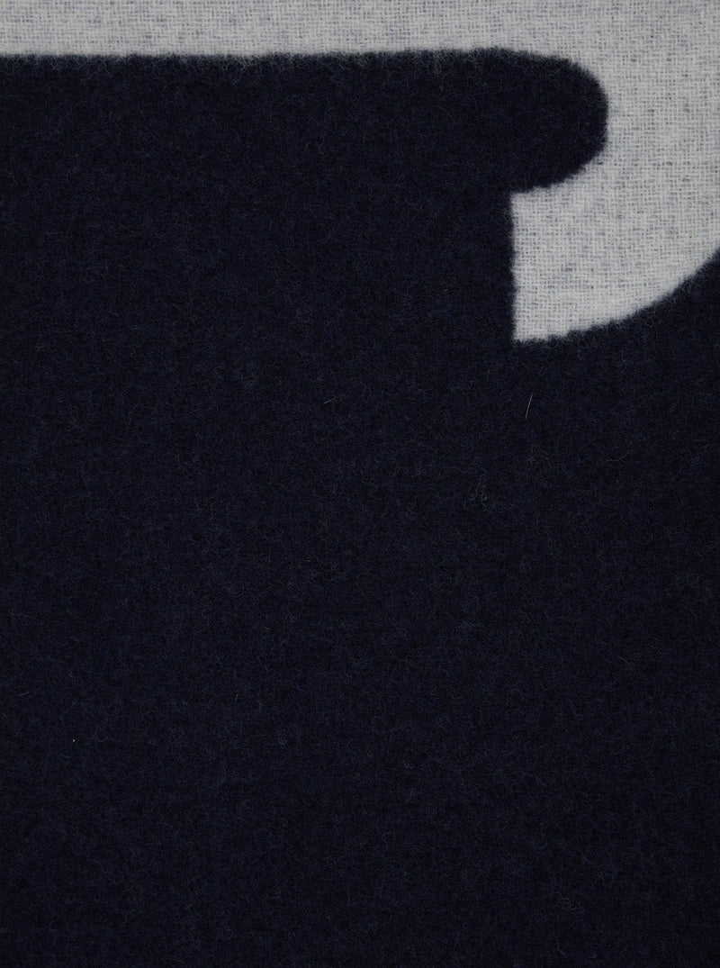 Jacquemus Logo-Embroidered Wool Scarf — Navy Scarfs