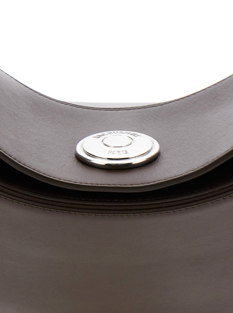Jacquemus Le Calisso Rond Large Shoulder Bag — Brown Calf Leather