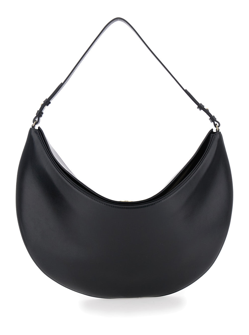 Jacquemus Curved Leather Shoulder Bag — Black