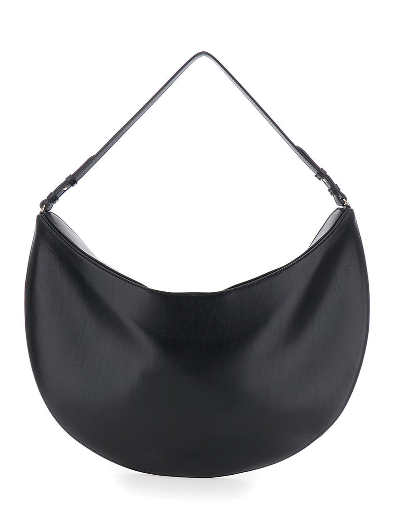 Jacquemus Curved Leather Shoulder Bag — Black