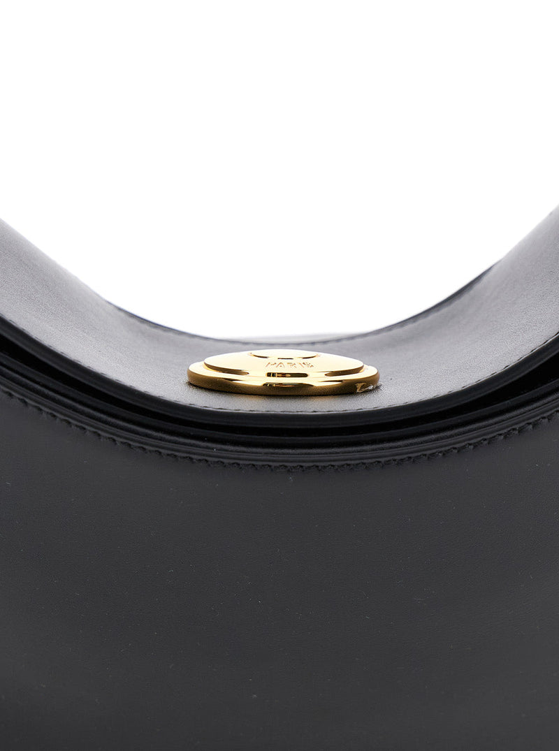 Jacquemus Curved Leather Shoulder Bag — Black