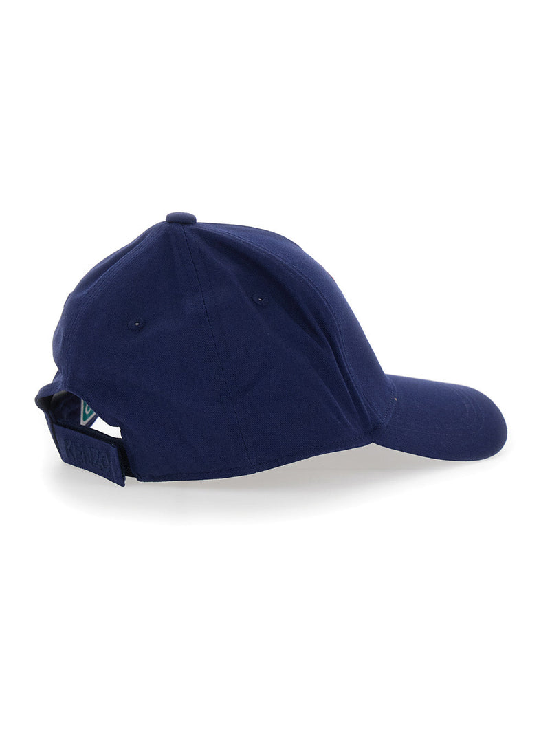 Kenzo K61831 Embroidered Tiger Logo Baseball Cap — Navy Cotton Caps
