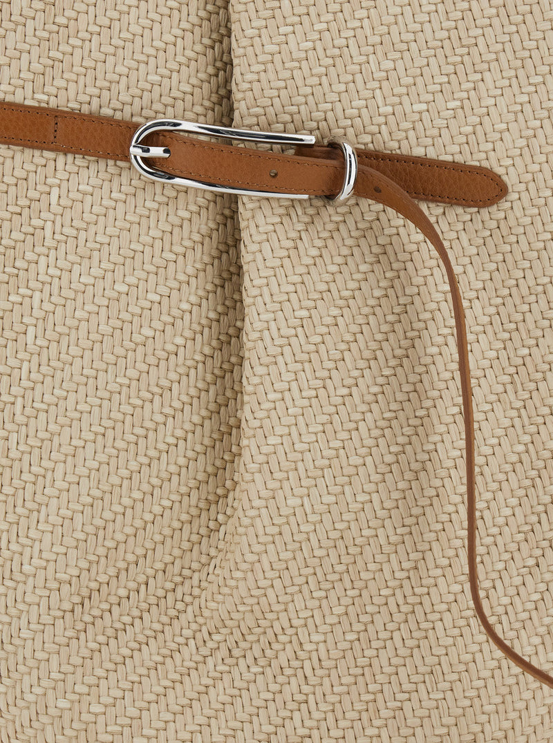 Liffner Belted Raffia Bucket Bag — Beige Viscose