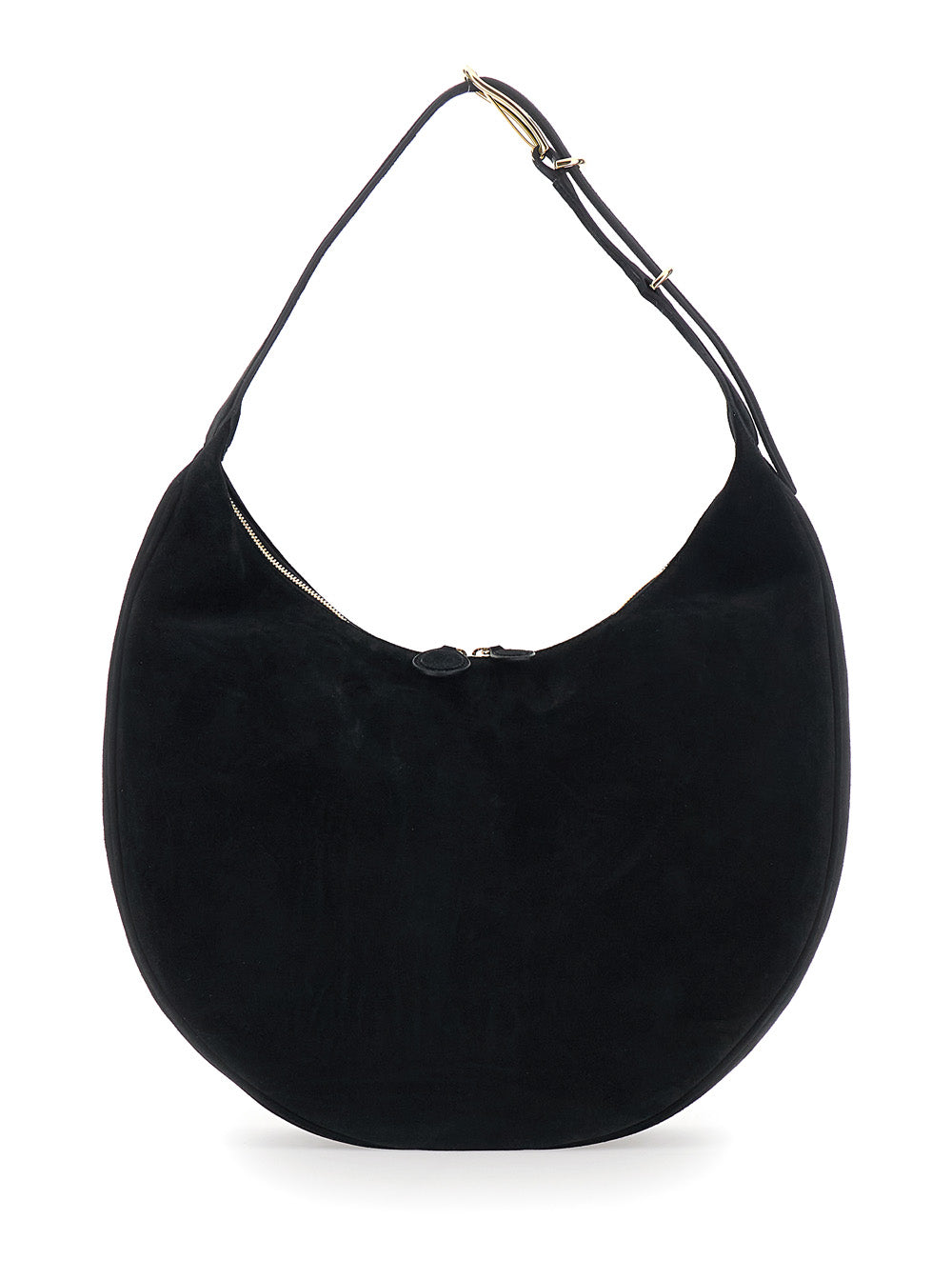 Liffner Suede Calf Leather Shoulder Bag — Black