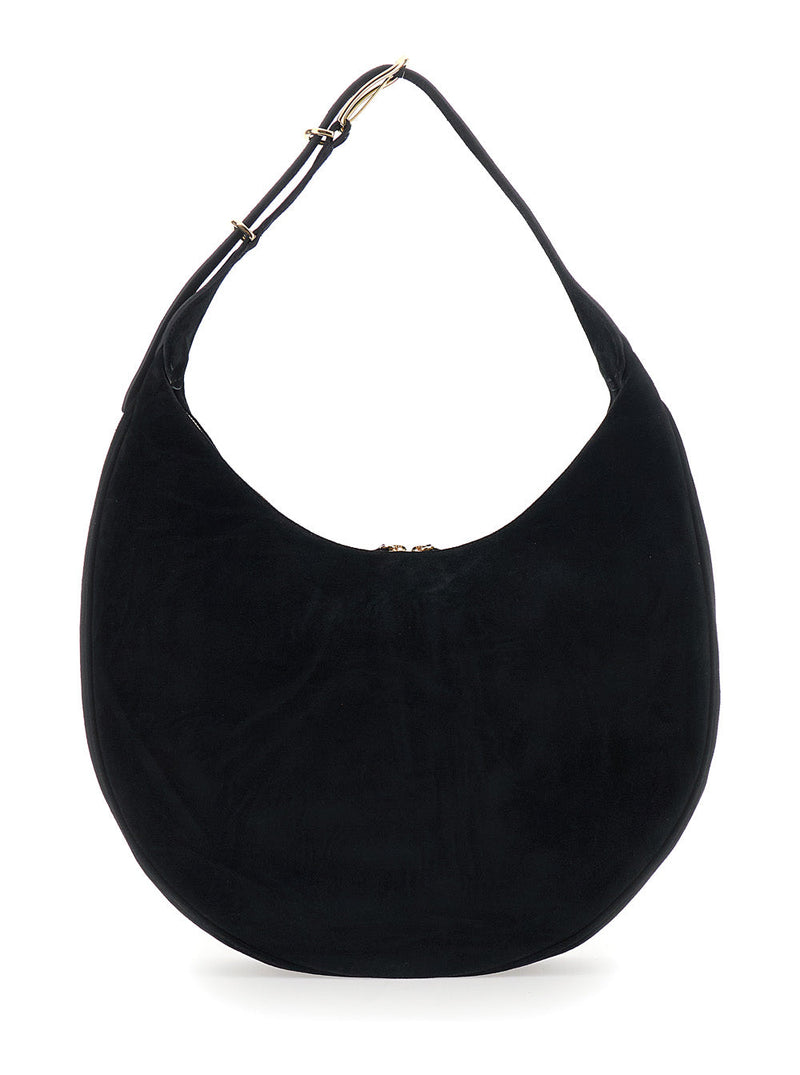 Liffner Suede Calf Leather Shoulder Bag — Black