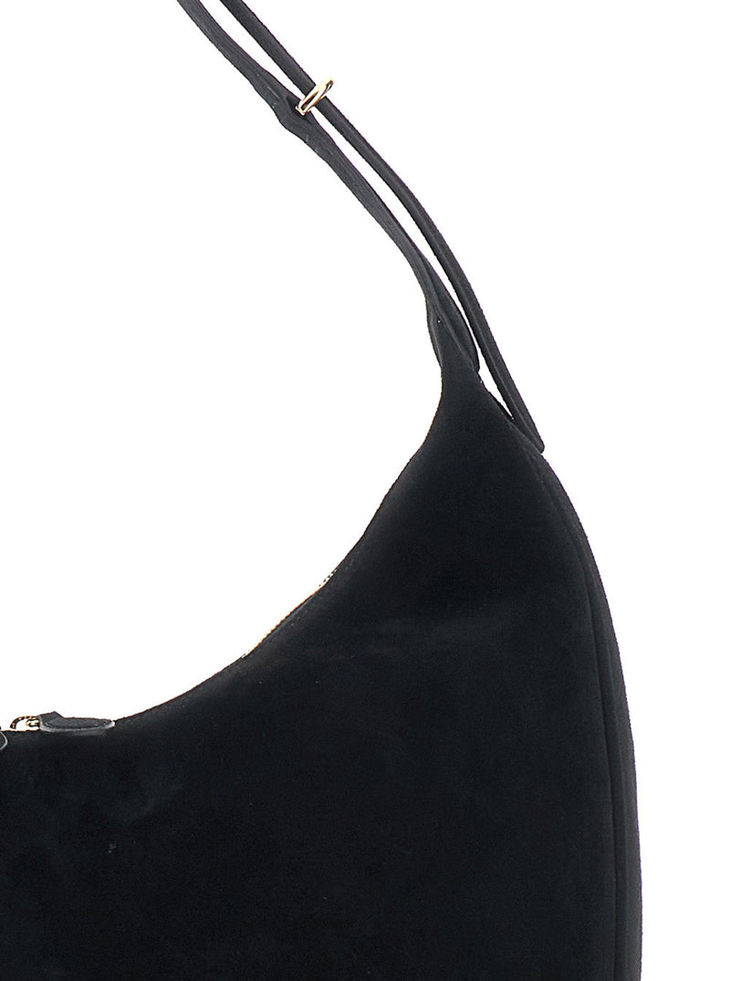 Liffner Suede Calf Leather Shoulder Bag — Black