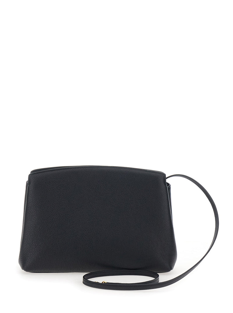 Liffner Pushlock Pouch Clutch — Black Calf Leather