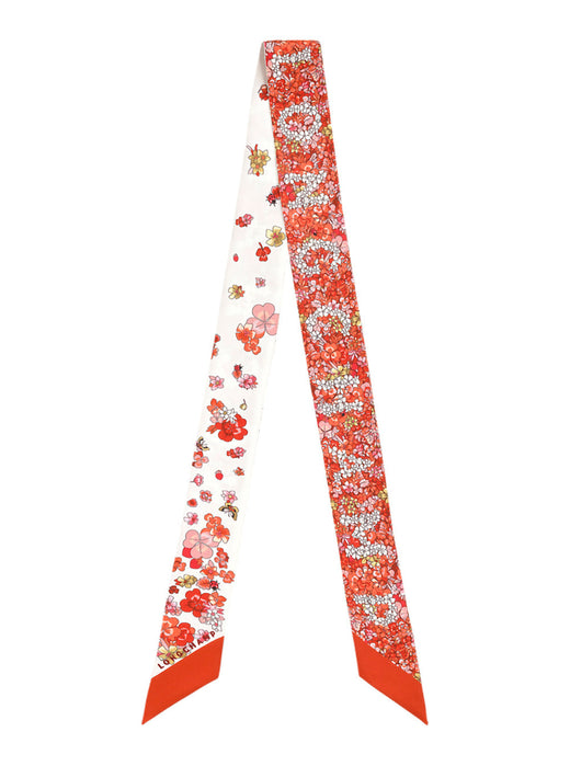 Longchamp Silk Floral All-Over Print Scarf — Red Scarfs