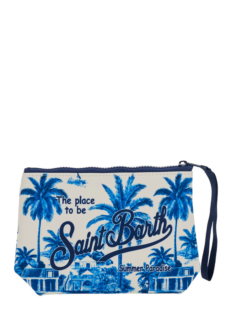 Mc2 Saint Barth Tropical Print Clutch — Blue Tech Fabric