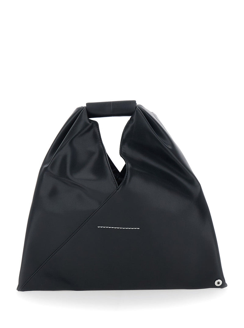 Mm6 Maison Margiela Triangular Silhouette Leather Shoulder Bag — Black