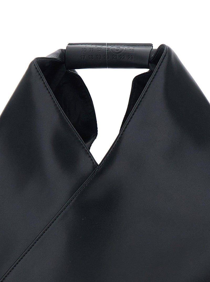 Mm6 Maison Margiela Triangular Silhouette Leather Shoulder Bag — Black