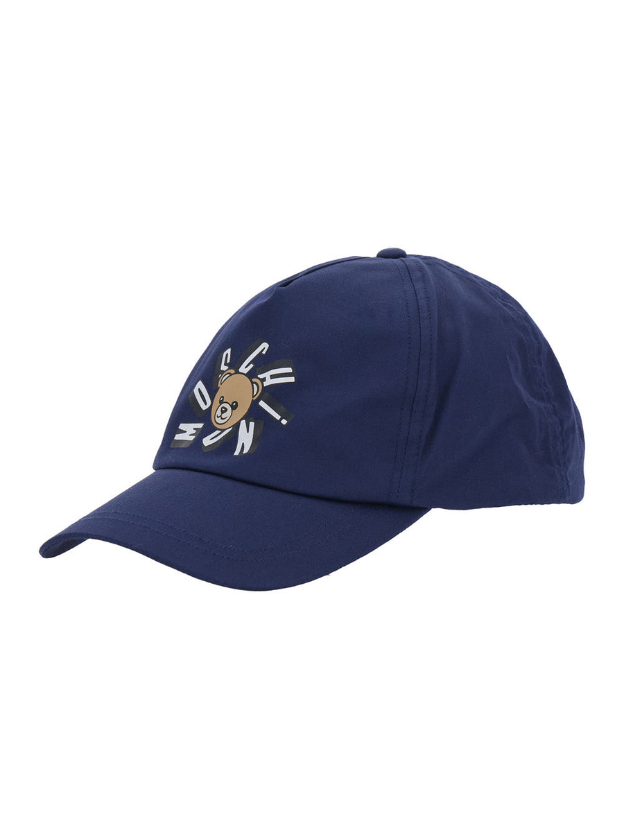 Moschino Hvx01nloa00 Logo-Embroidered Cotton Baseball Cap — Navy Caps
