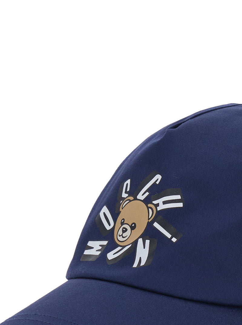 Moschino Hvx01nloa00 Logo-Embroidered Cotton Baseball Cap — Navy Caps