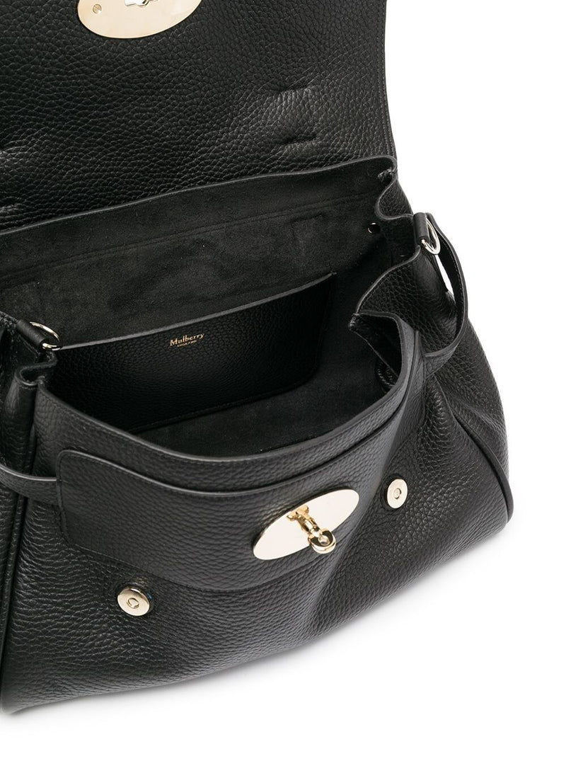 Mulberry Alexa Top Handle Bag — Black Calf Leather