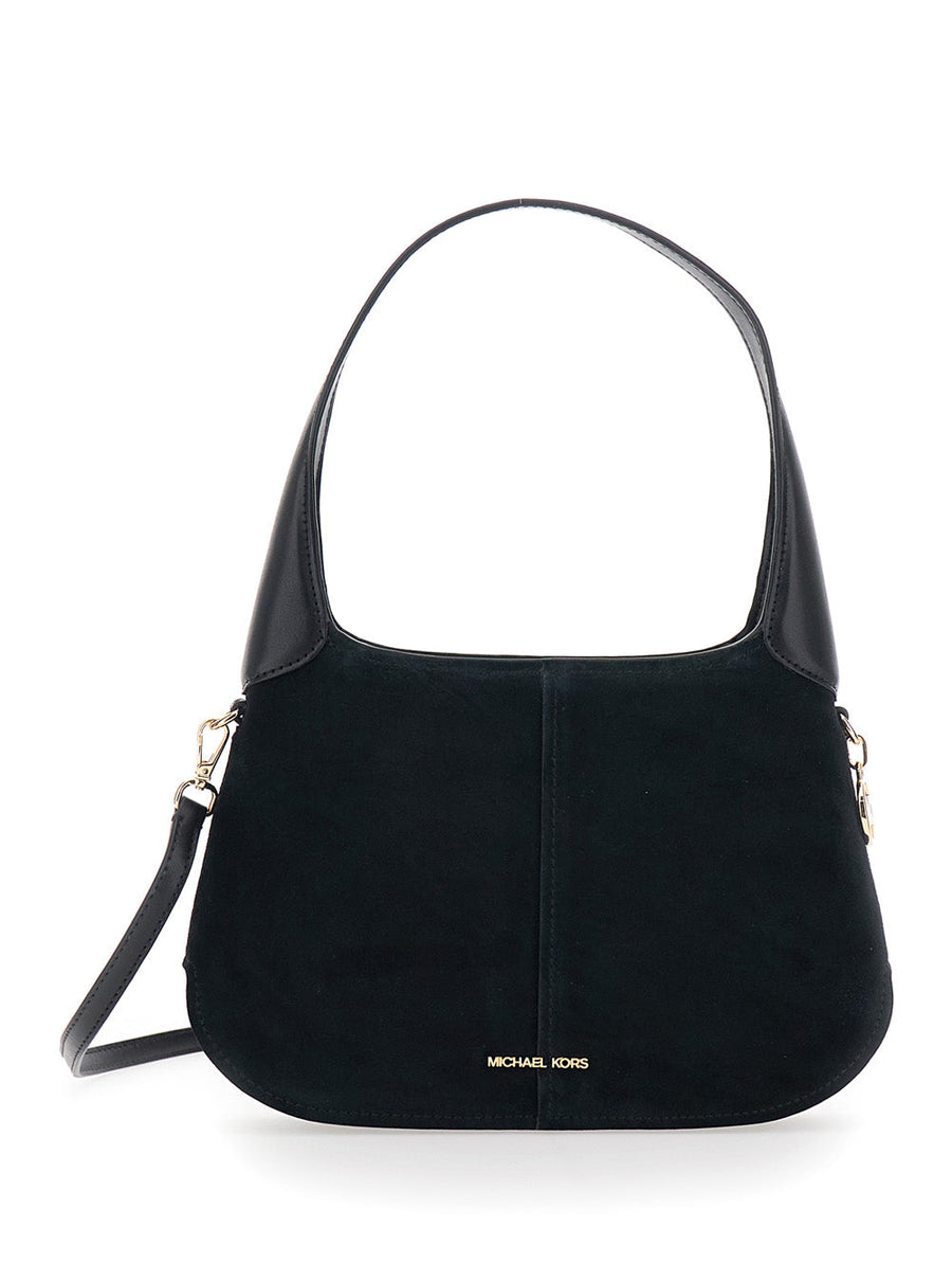 Michael Michael Kors Suede And Leather Shoulder Bag — Black Cow (suede)